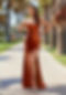 A woman in a brown dress standing