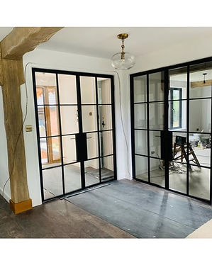 Glass doors in modern interior