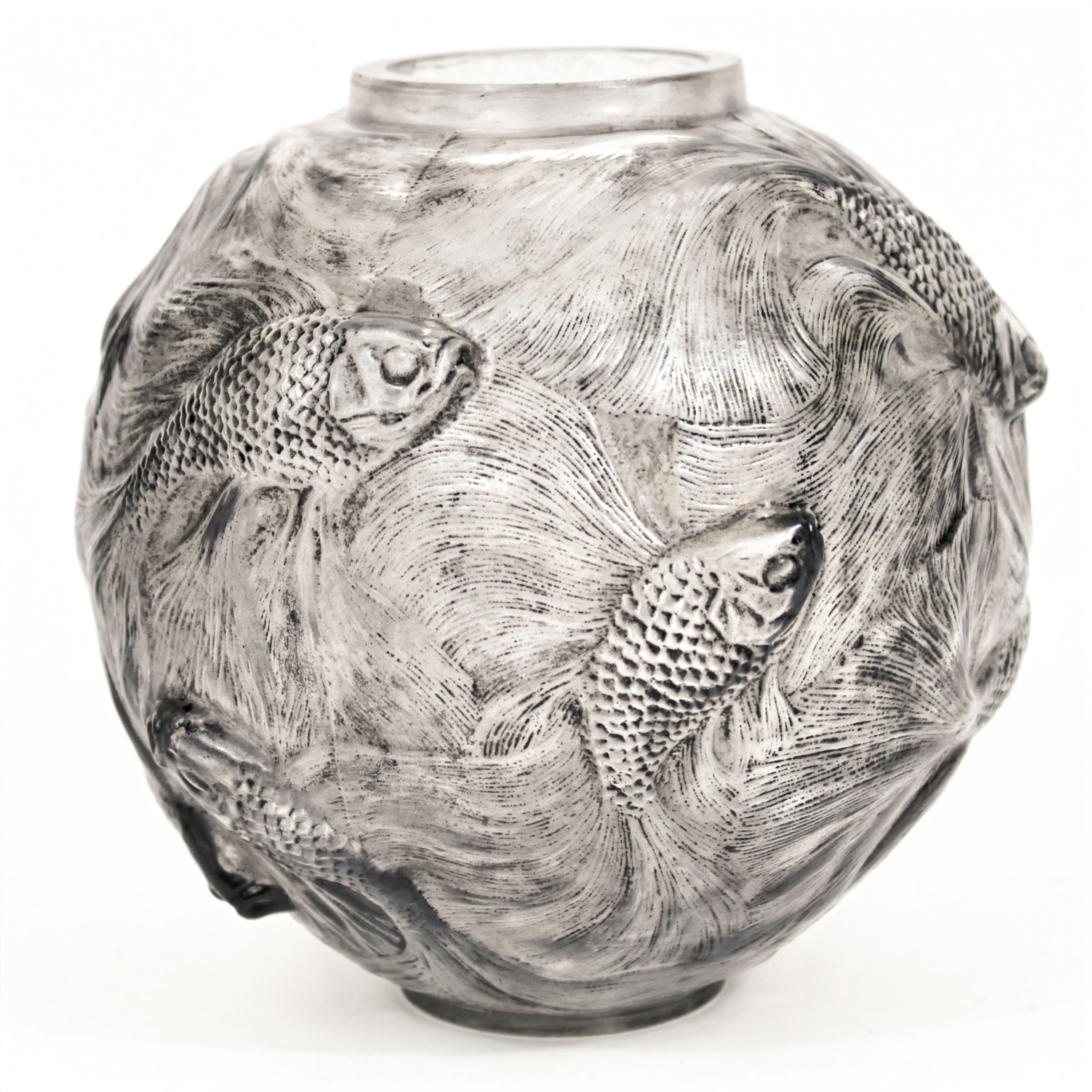 RENE LALIQUE – Vase Formose - Demi Crystal Grey Silver Patina -c. 1925