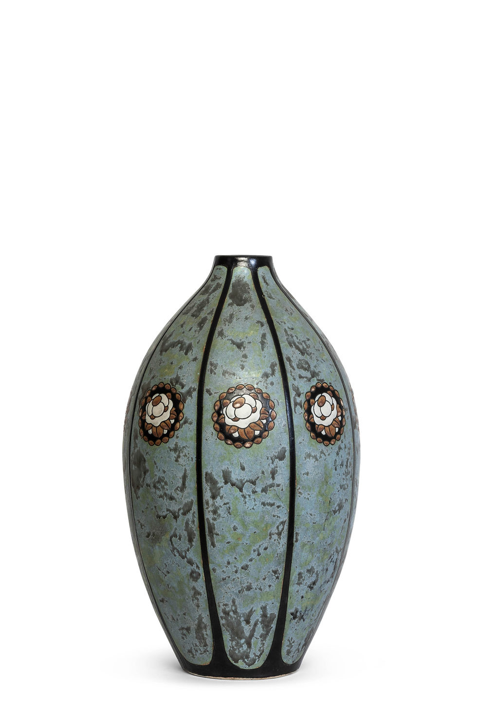 Thumbnail: BOCH FRERES KERAMIS - CHARLES CATTEAU – Vase Stylised Flowers & Leaves – Grand M