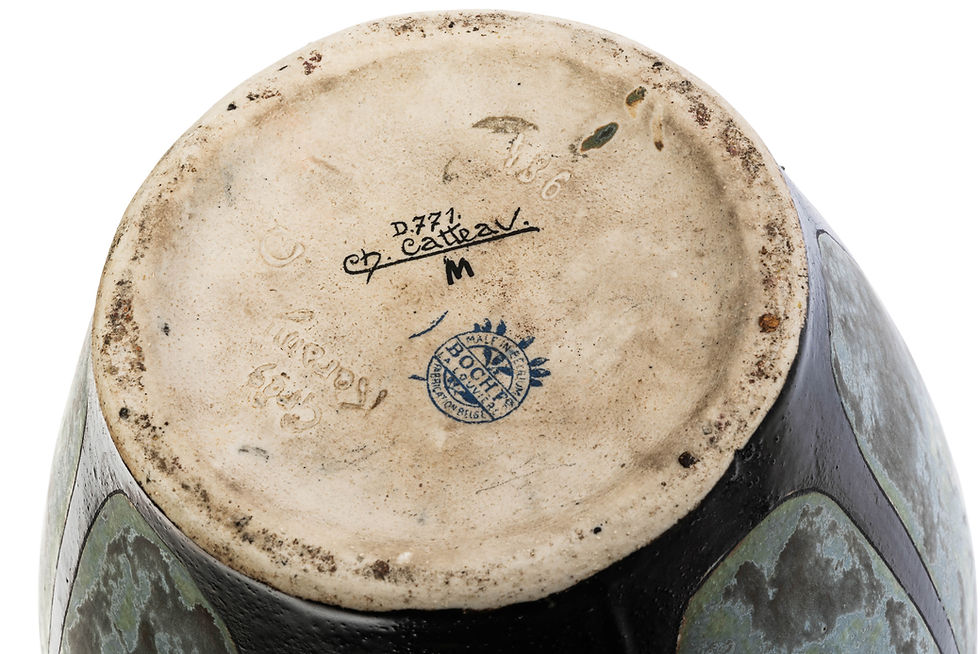 Thumbnail: BOCH FRERES KERAMIS - CHARLES CATTEAU – Vase Stylised Flowers & Leaves – Grand M