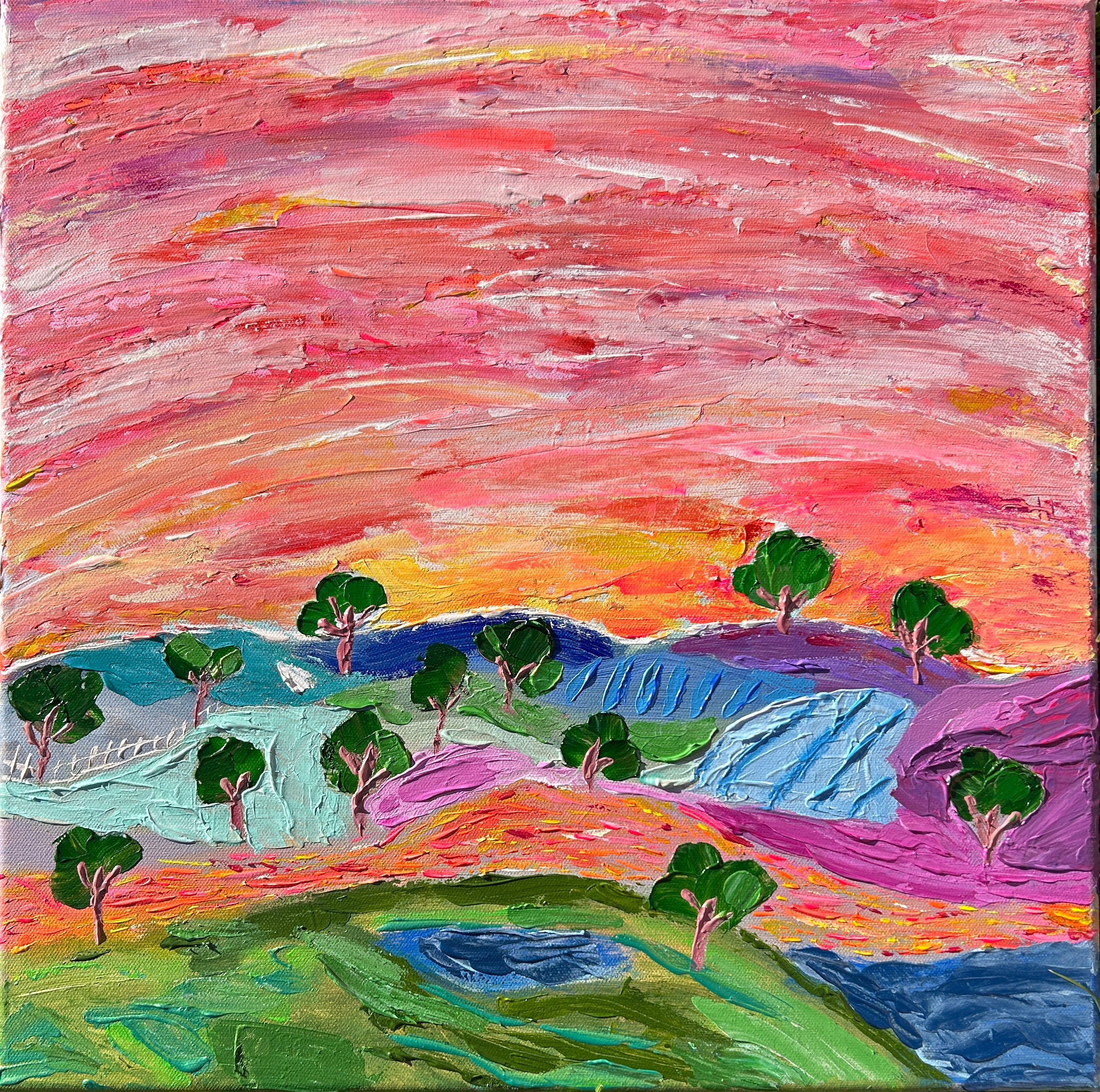 18” x 18” - Sunset Over the Countryside- Framed