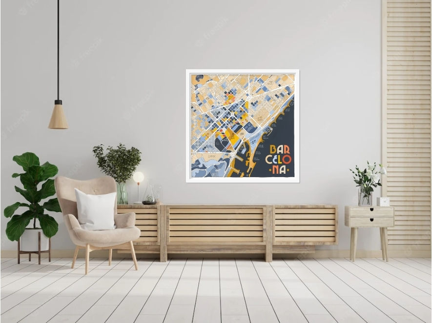 Miniature : Affiche ville de Barcelone EmYLo illustration Décoration murale