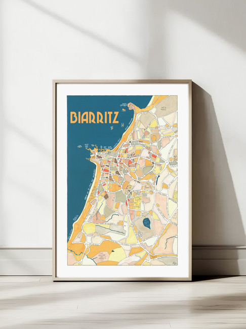 Affiche plan de ville personnalisable Biarritz