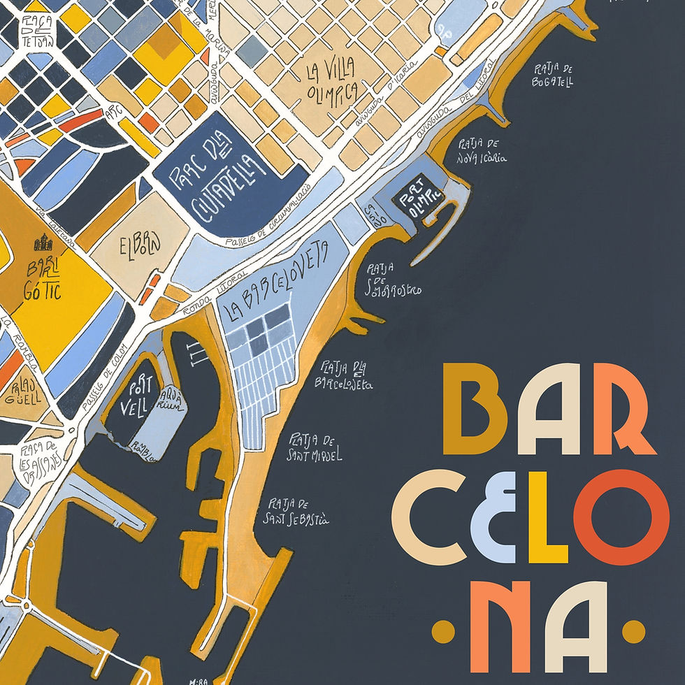 Affiche ville de Barcelone EmYLo illustration Décoration murale
