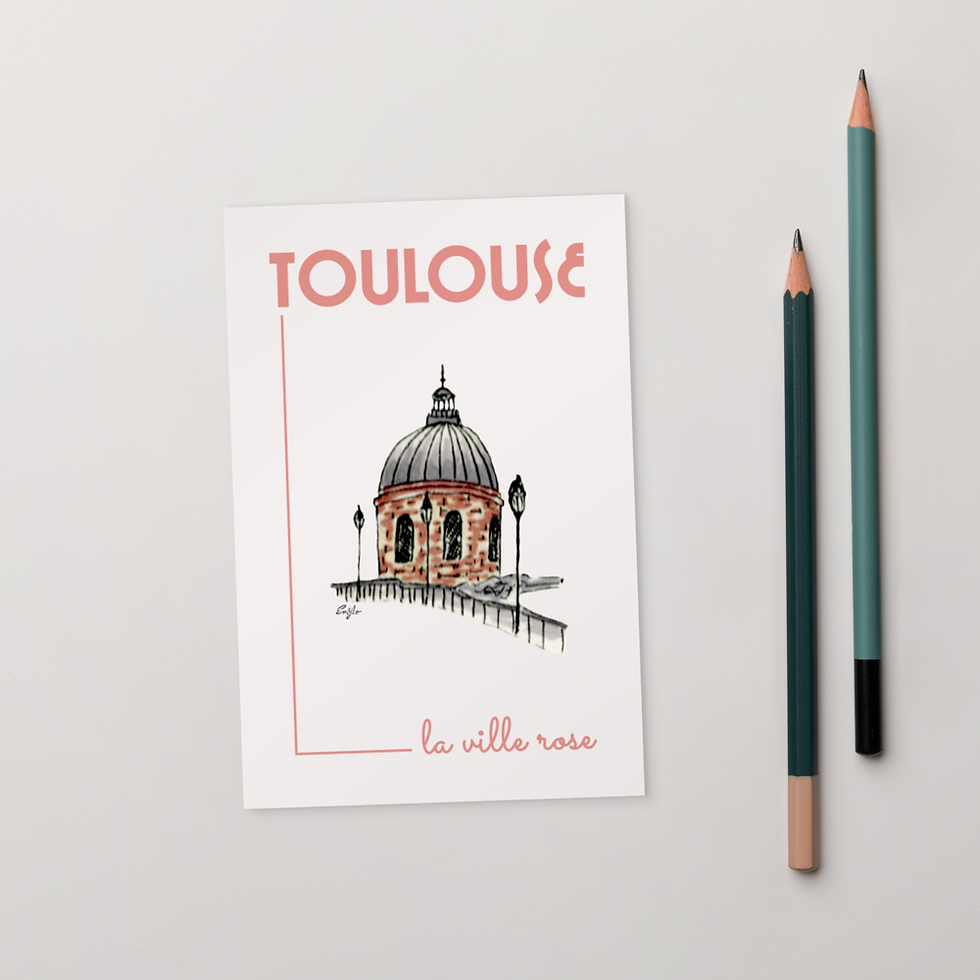 Carte postale illustration aquarelle Toulouse Dome de La Grave