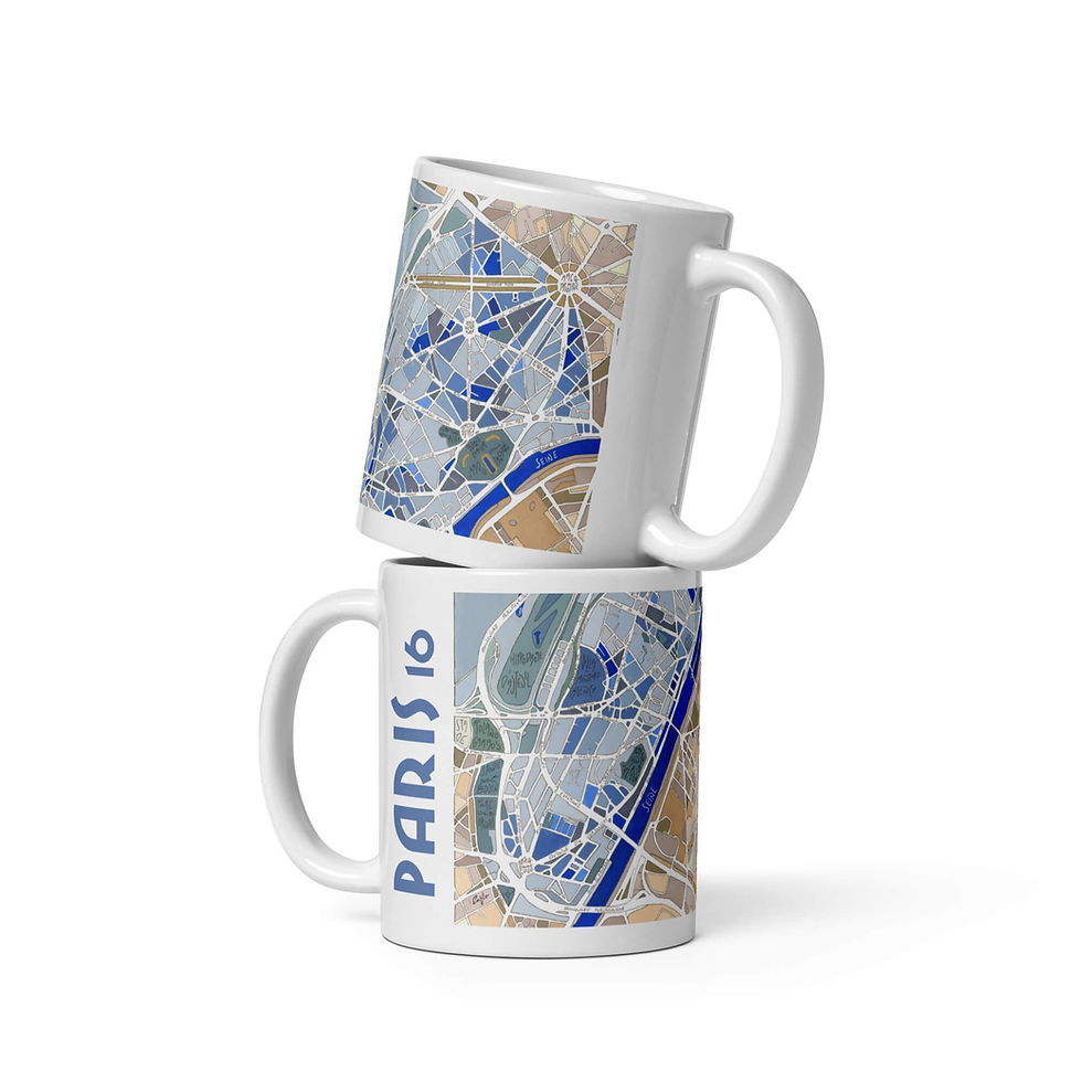 Mug illustré Plan Paris 16e arrondissement par EmYLo