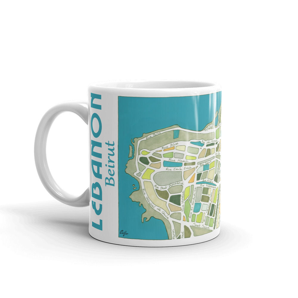 Mug illustré carte de Beyrouth
