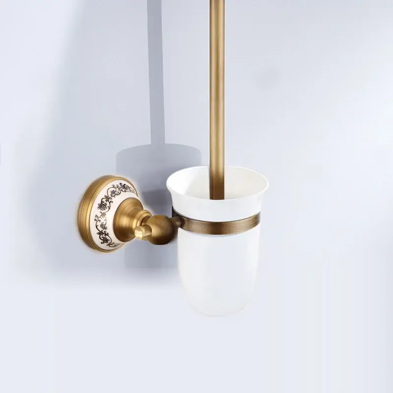 Thumbnail: Antique Brushed Solid Brass Bathroom Accessories Sets European Porcelain