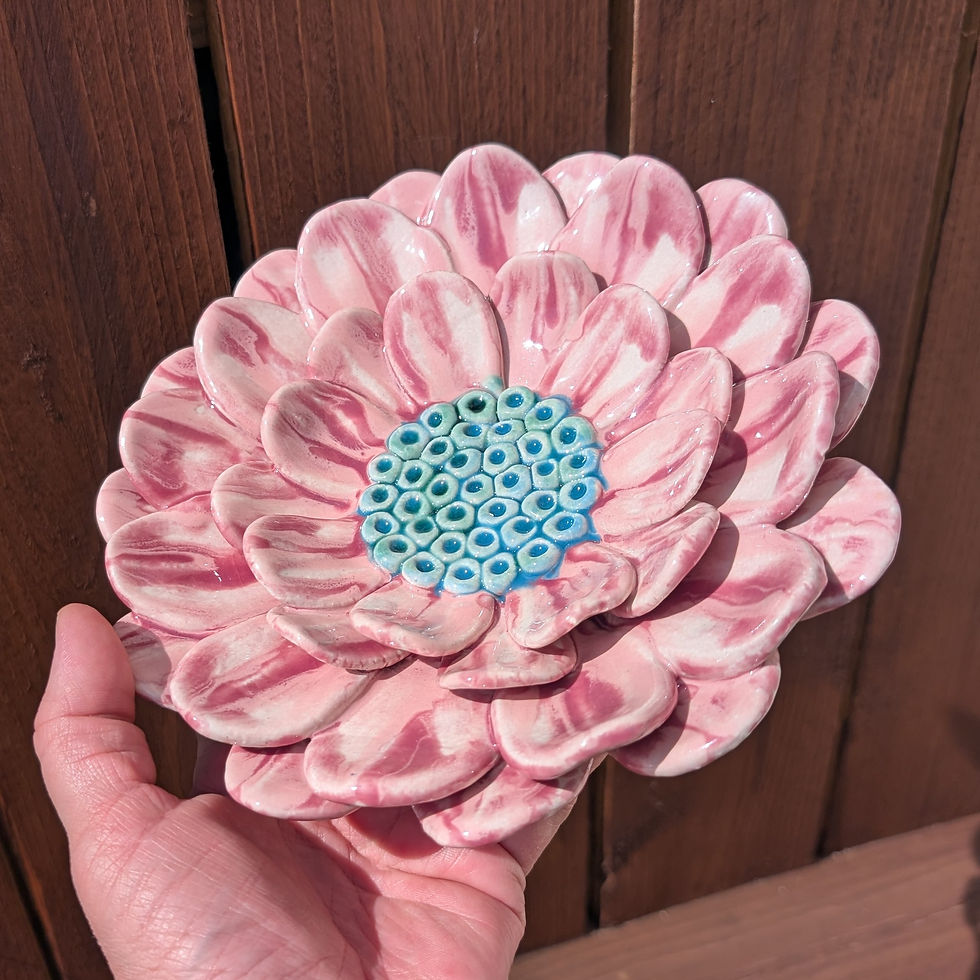Thumbnail: Pink Wall Hanging Ceramic Flower Sculpture