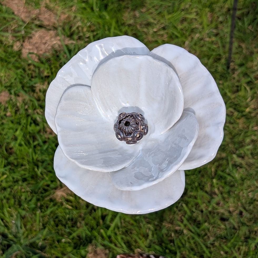 Thumbnail: White Ceramic Peace Poppy With Brown Centre and Stem