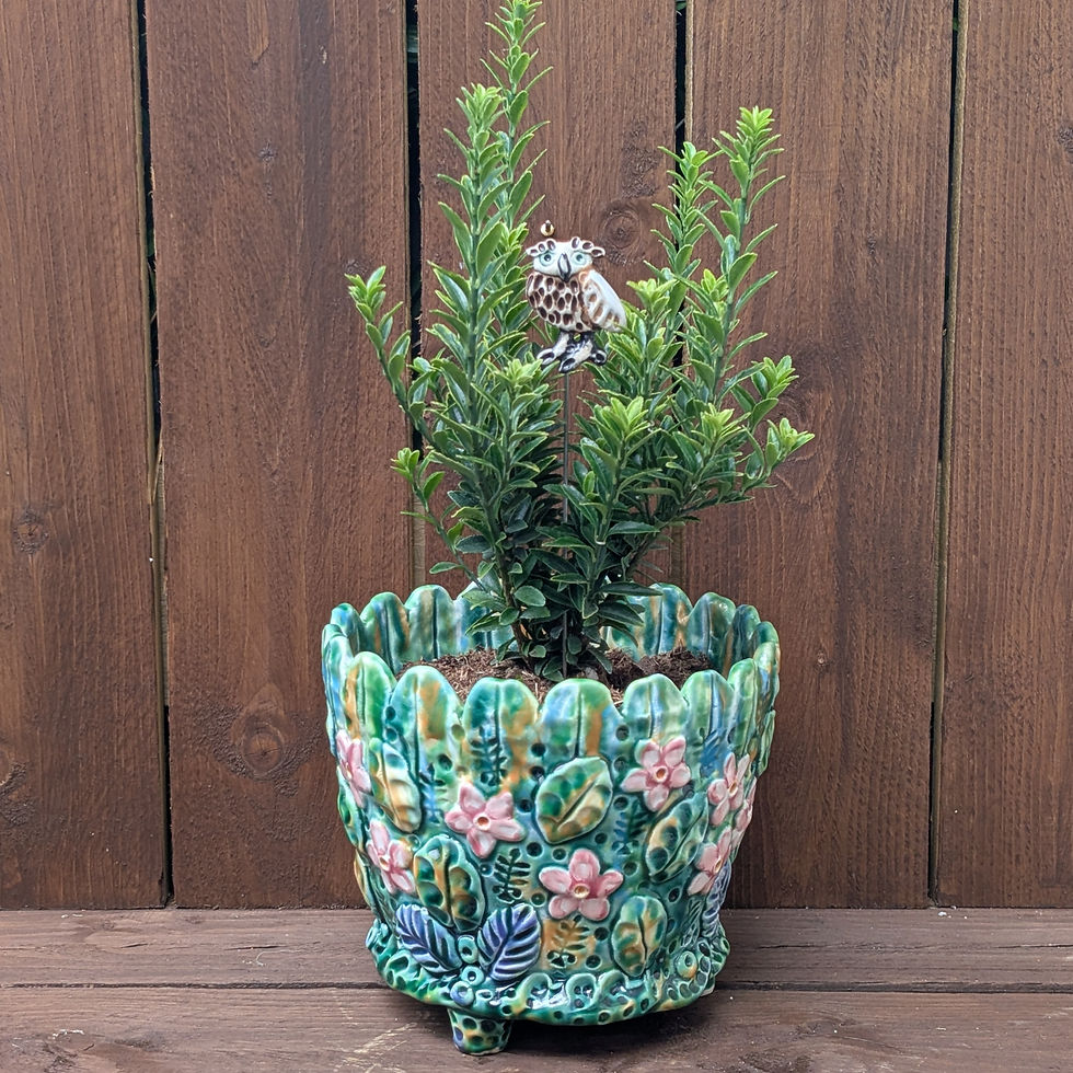 Thumbnail: Ceramic Owl Plant Decoration With Stem