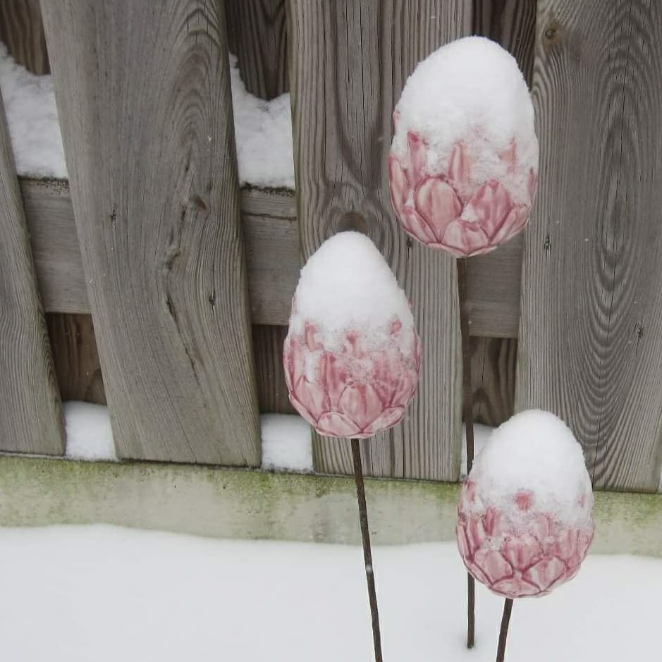 Thumbnail: Pink Ceramic Protea Flower with Stem