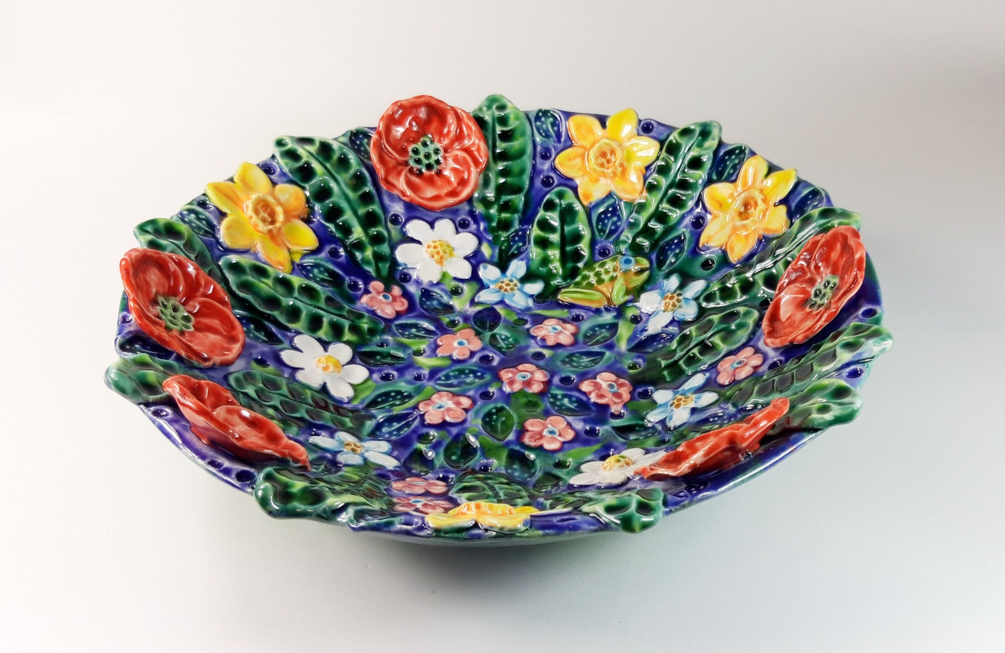 XL Ceramic Bowl with Spring Motif.