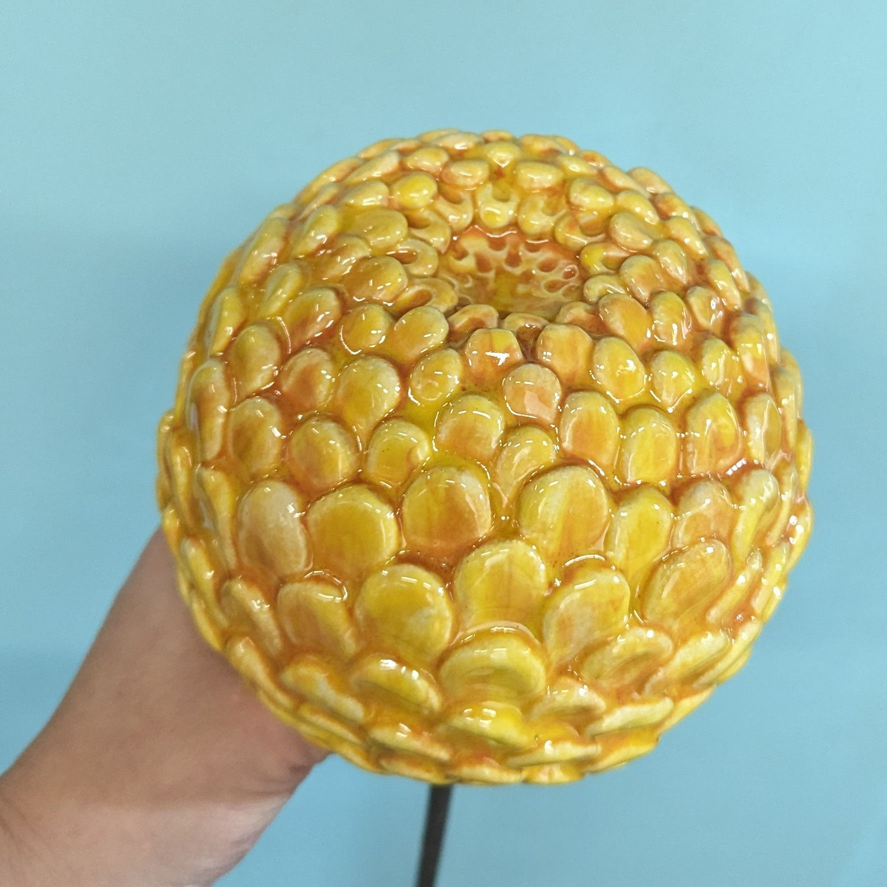 Yellow Ceramic Chrysanthemum with Stem