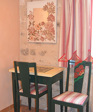 détail de la chambre à rayures