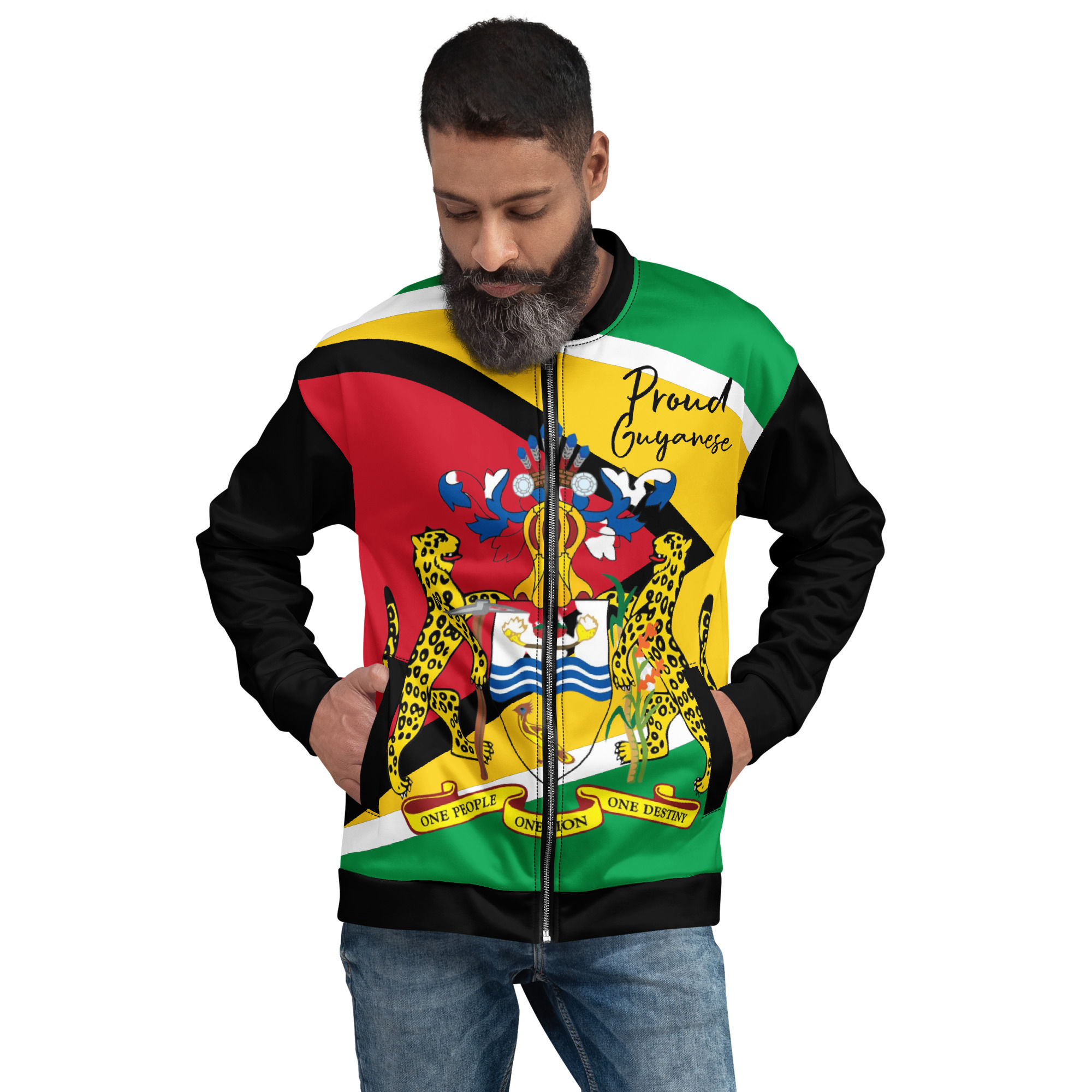 I Am A Proud Guyanese Bomber Jacket (Black) / (Unisex) #2