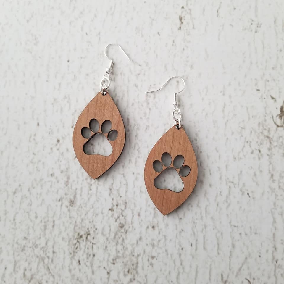 Oval Paw Print Earrings