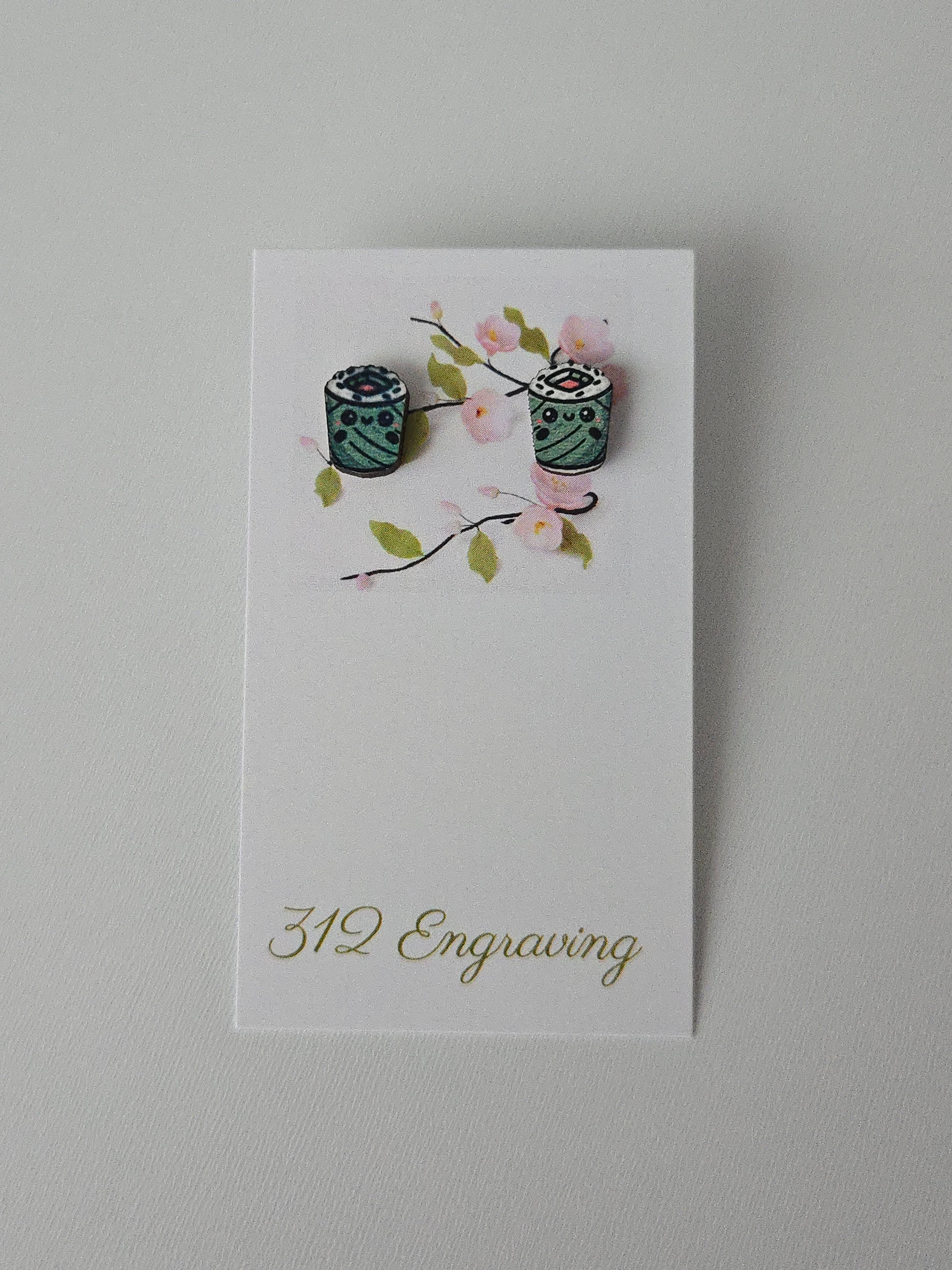Sushi Earrings Studs - Salmon Avocado Roll