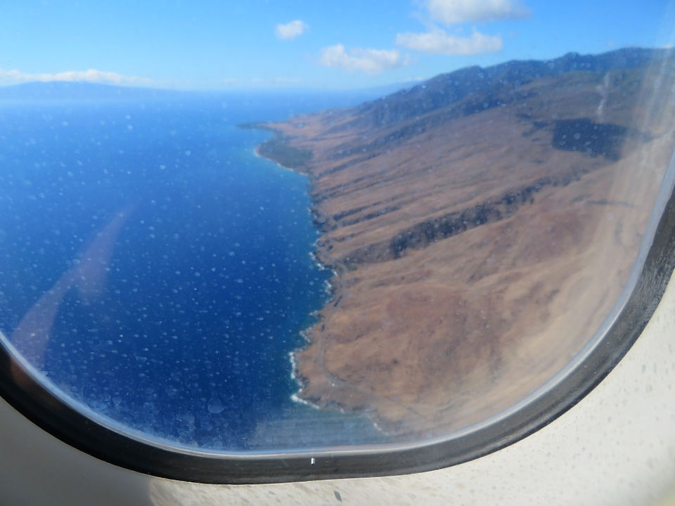 Maui view from the sky in an airplane