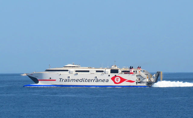 ferry on the sea from Spain to Morocco
