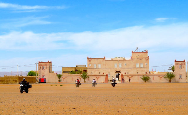 Motorcycle ride in a Moroccan village on Peterpanplanet motorcycle tour in Morocco