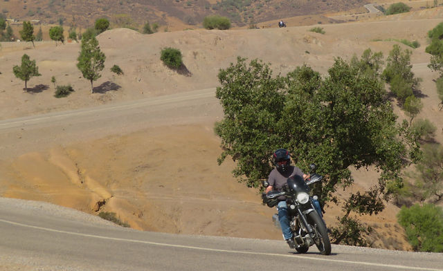 Biker riding in Morocco on a Peterpanplanet motorcycle tour
