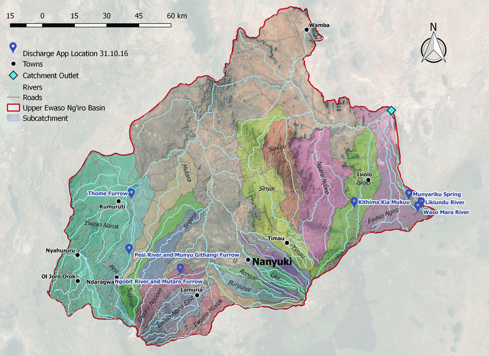 Overview map of upper Ewaso N'giro catchment.