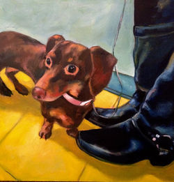 Shelby Pet Portrait 24 x 24 oil on canvas