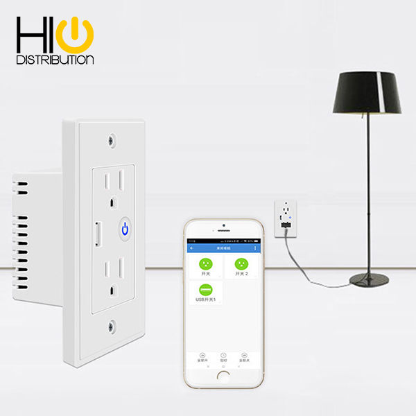 Miniatura: Contacto doble con puerto USB Wifi para muro