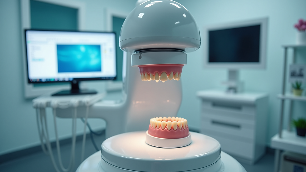 Close-up view of a modern dental 3D imaging machine in a clinic