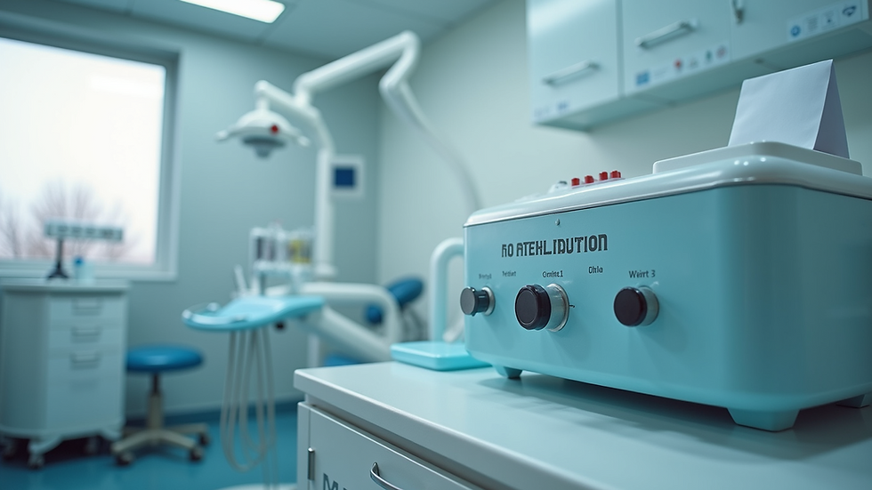 Close-up view of a modern dental sterilisation unit in a clinic