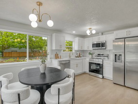 Modern white kitchen remodel with fresh interior painting in Portland Oregon