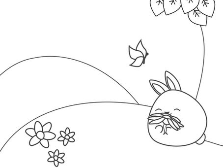 4 Rainbow Rabbits Coloring Sheets