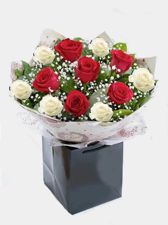 20 Luxury Red & White Rose Aqua