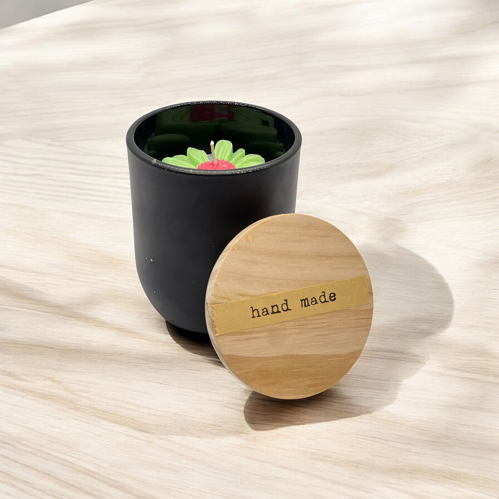 Thumbnail: Black Glass Jar Floral Candle with Daisy flower