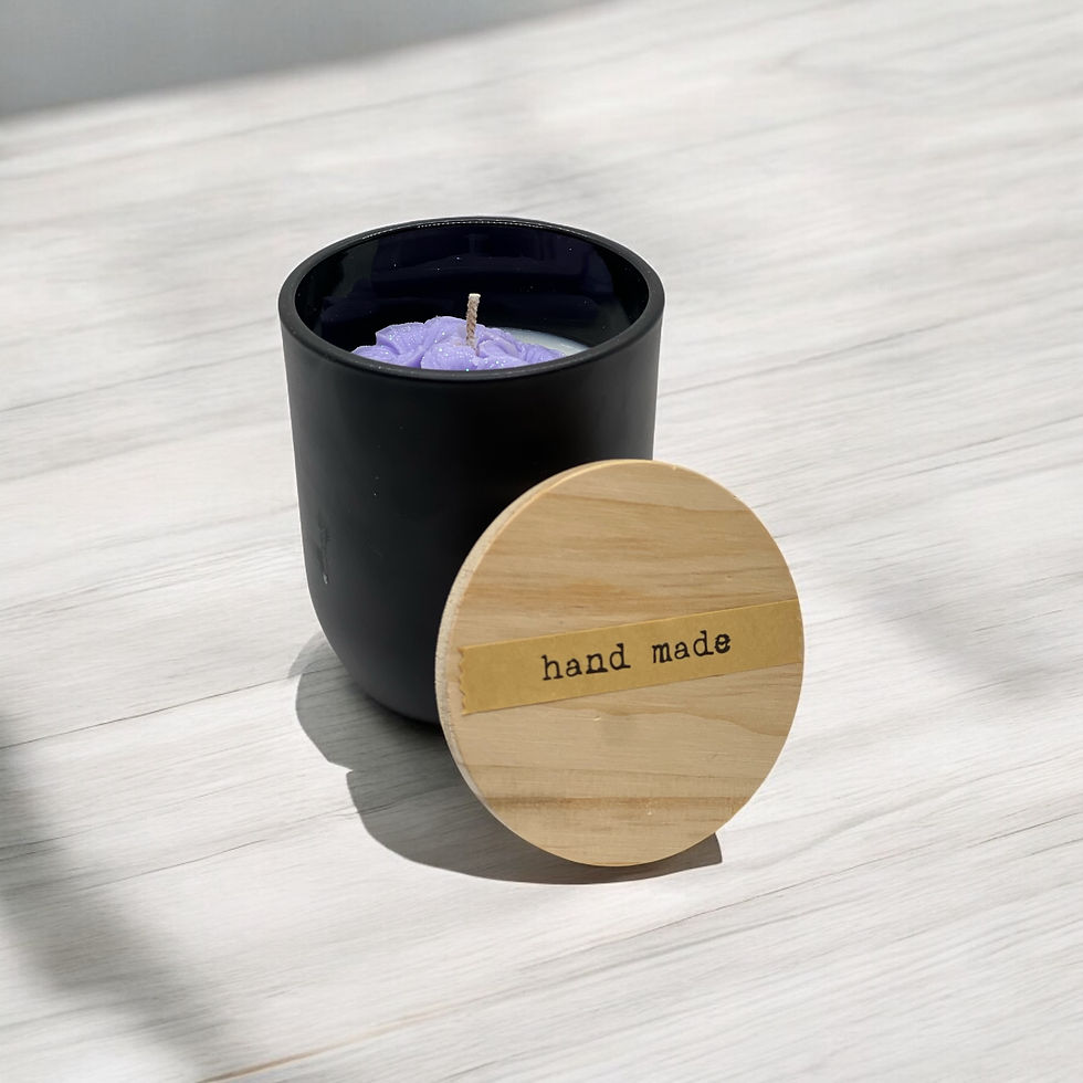 Thumbnail: Black Glass Jar Floral Candle with Plumera flower
