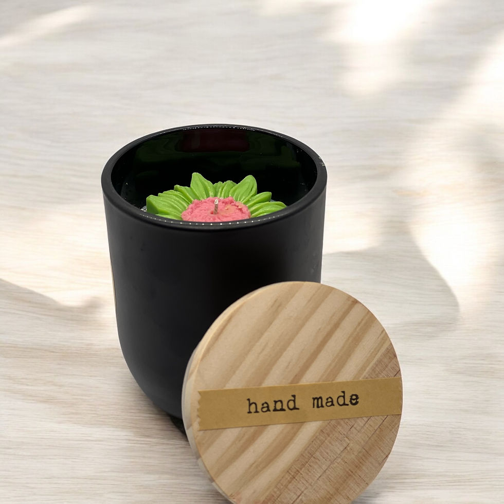 Thumbnail: Black Glass Jar Floral Candle With Sunflower