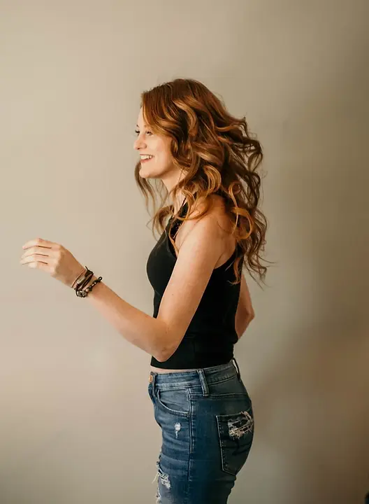 joyful woman with bronde hair