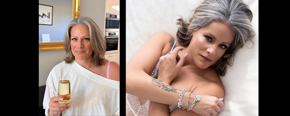 before and after of woman 50+ before and after boudoir photography in Calgary.