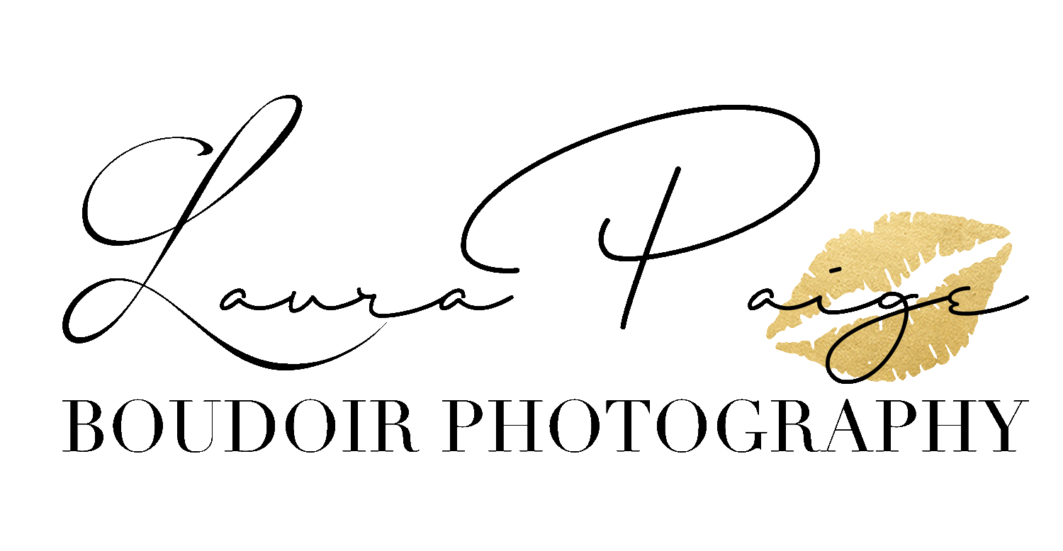 Boudoir photographer logo with signature and gold lips with text saying boudoir photography.