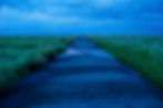 Nasser Asphaltweg durch grüne Wiesen von Heger Fotografie NRW