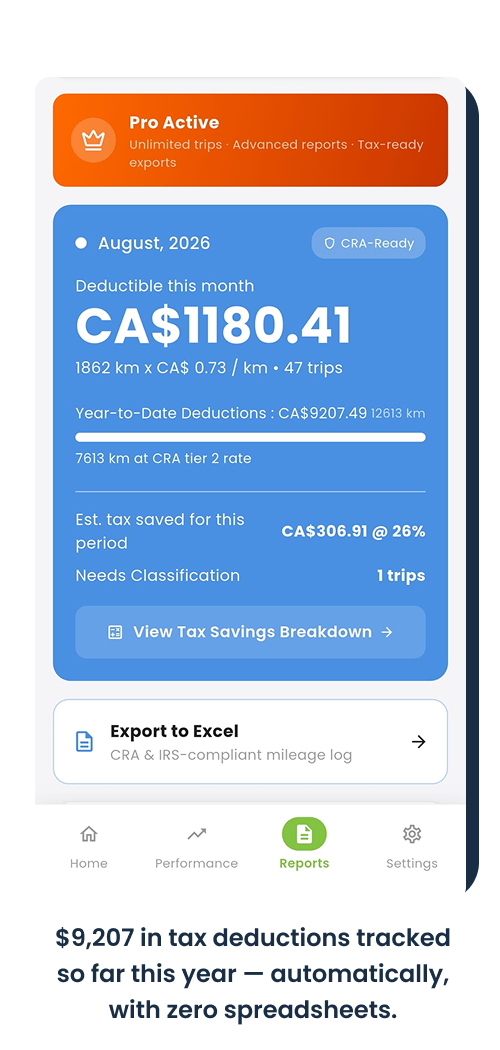 Exporting a mileage reimbursement report from the Fuelshine app