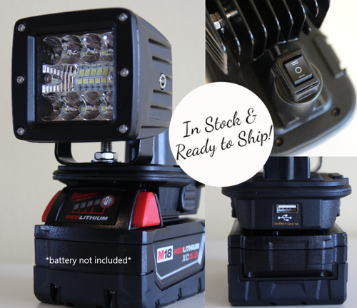 40W 4200LM LED Work Light for Milwaukee 18V Battery with Dual USB Charging Port & 3 Modes Flood Light Flashlight (No Battery) - 39 40W 4200LM LED Work Light for Milwaukee 18V Battery with Dual USB Charging Port & 3 Modes Flood Light Flashlight (No Battery) - 39
