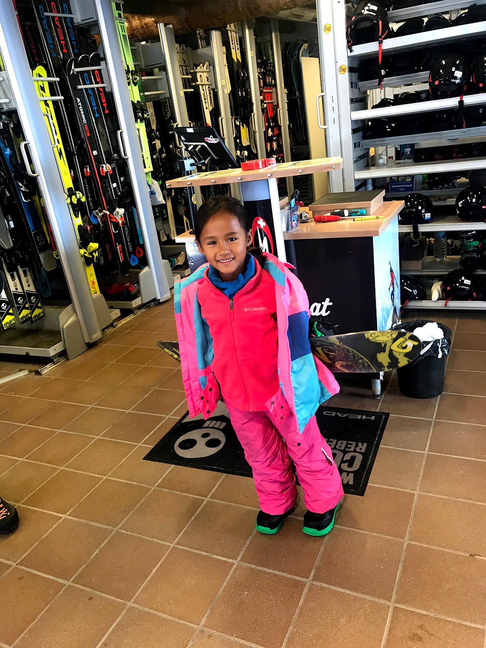 Hi I am Zazi, I am getting my board and boots to go snowboarding for the first time.