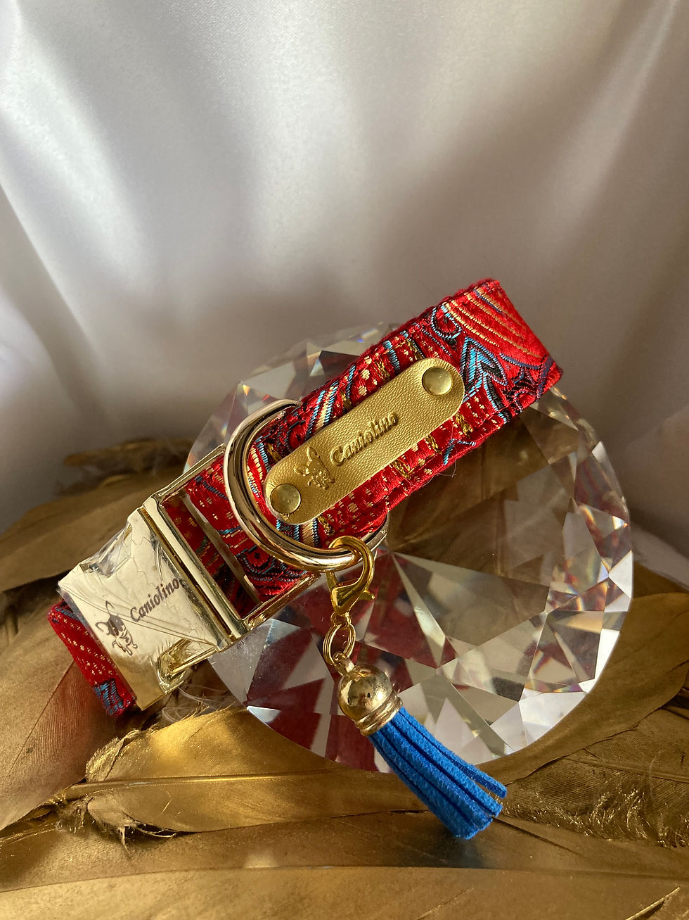 Miniature : Collier pour chien modèle Yasmine en bleu ou rouge