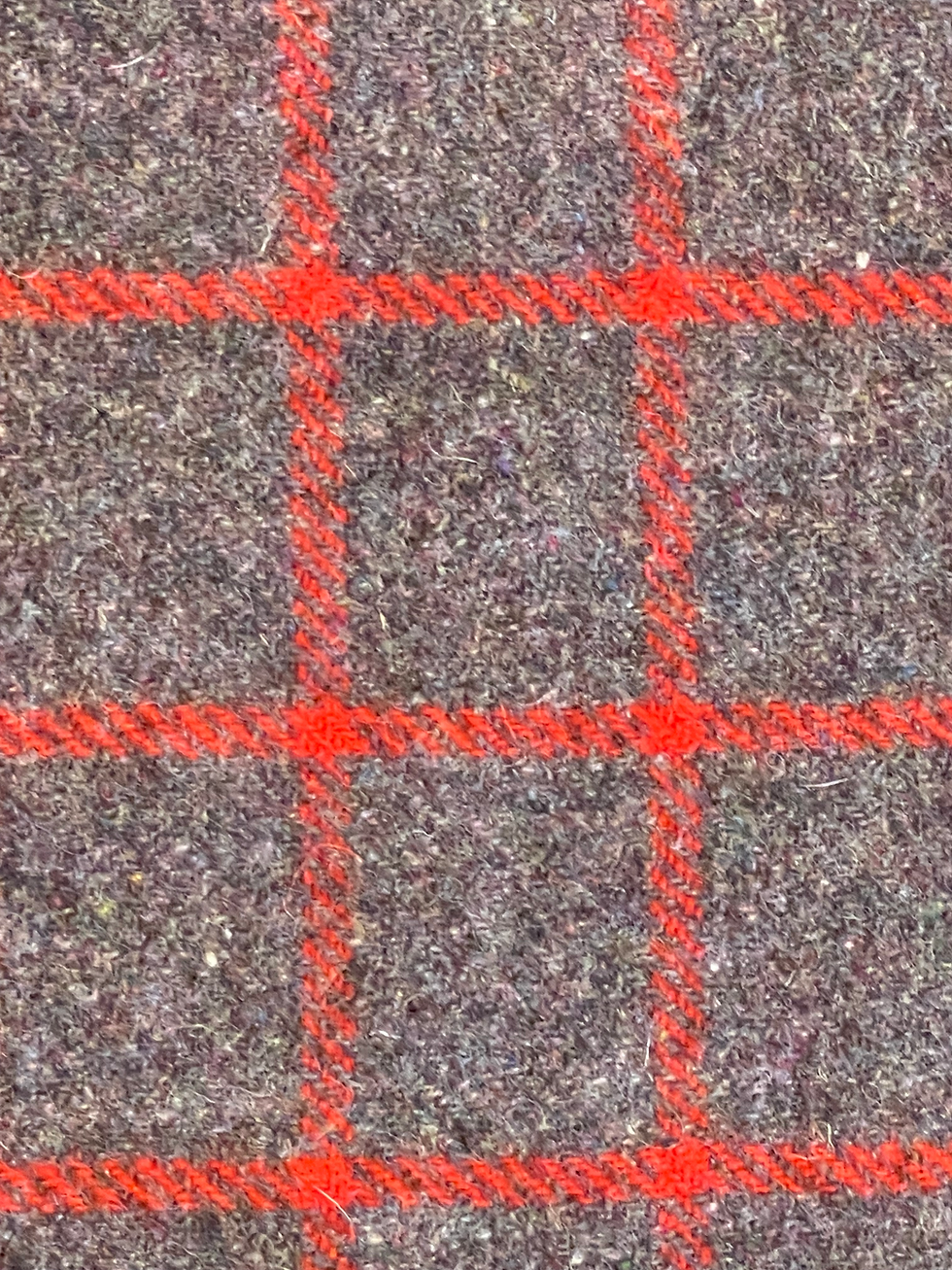 Thumbnail: Irish Lambswool Blanket-Red/Grey check