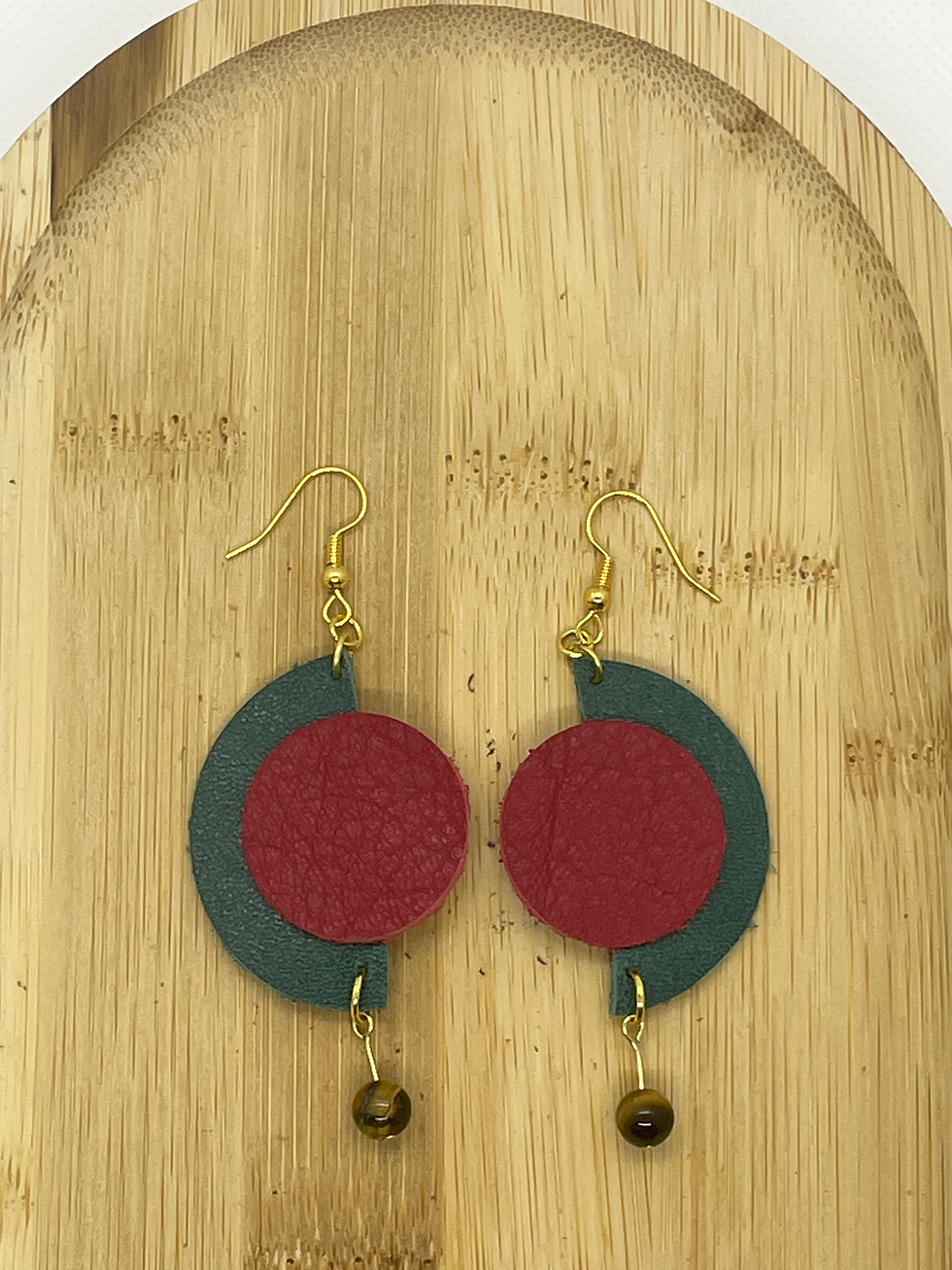 Miniature : Boucles d’oreilles demi-lune en cuir – Édition artisanale