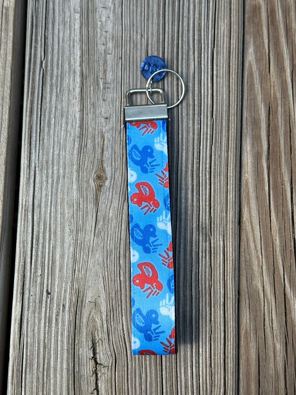 Thumbnail: Handmade Neoprene and Pattern Wristlet Keychain