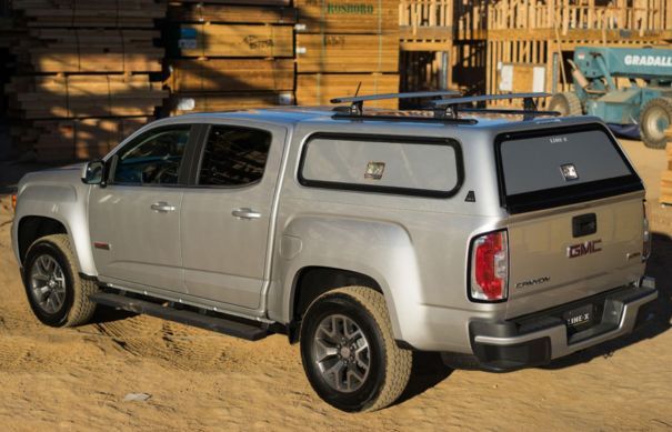Manufacturer example of a LINE-X Commercial Fiberglass truck topper
